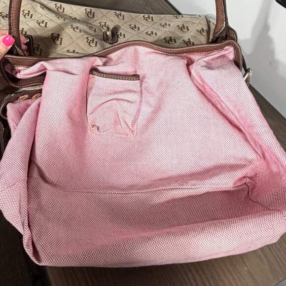 Dooney & Bourke Large Logo Canvas Handbag Brown Leather Trim Shoulder Bag - Picture 12 of 15